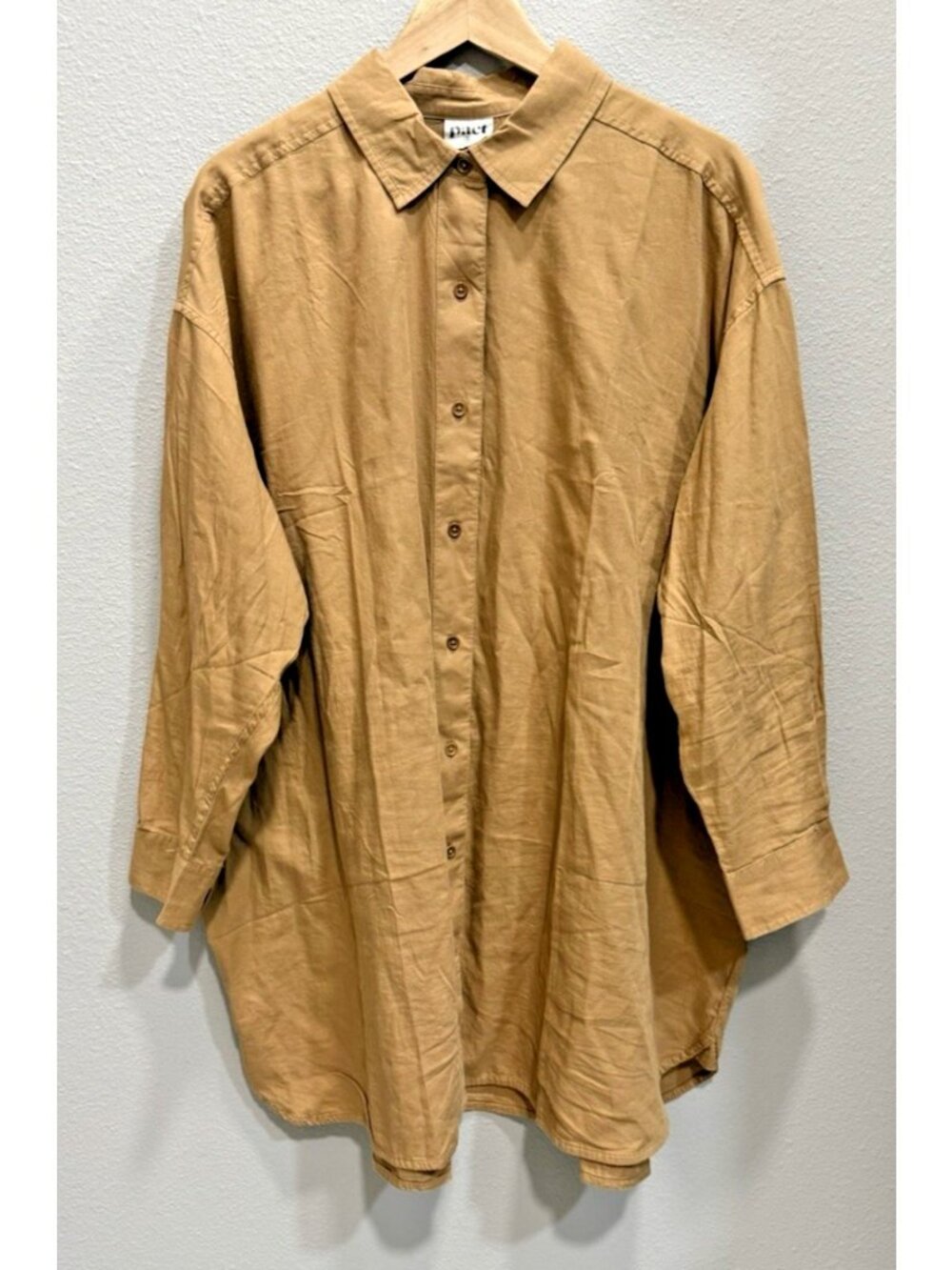 Pact Womens Sunset Lightweight Organic Cotton Oversized Shirt XL/XXL Brown Sugar